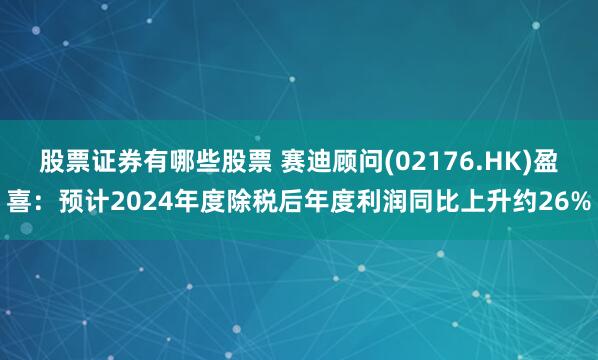股票证券有哪些股票 赛迪顾问(02176.HK)盈喜：预计2024年度除税后年度利润同比上升约26%
