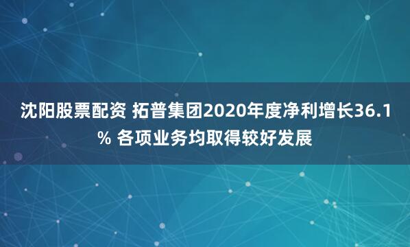 沈阳股票配资 拓普集团2020年度净利增长36.1% 各项业务均取得较好发展