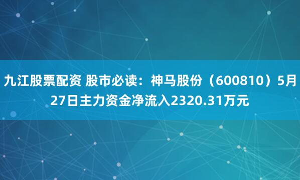 九江股票配资 股市必读：神马股份（600810）5月27日主力资金净流入2320.31万元