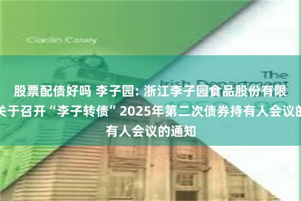 股票配债好吗 李子园: 浙江李子园食品股份有限公司关于召开“李子转债”2025年第二次债券持有人会议的通知
