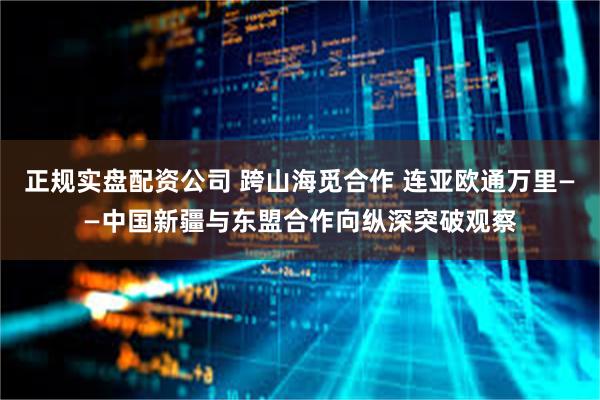 正规实盘配资公司 跨山海觅合作 连亚欧通万里——中国新疆与东盟合作向纵深突破观察